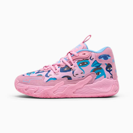 PUMA x LAMELO BALL x KIDSUPER MB.03 Big Kids' Basketball Shoes, Pink Lilac-Team Light Blue, small