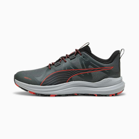 Reflect Lite Men's Trail Running Shoes, Mineral Gray-PUMA Black-Active Red, small