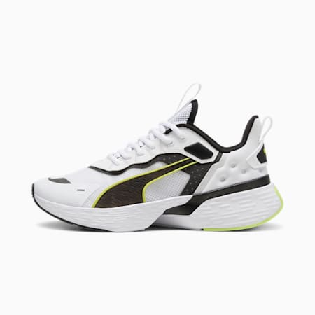 Softride Sway Running Shoe, PUMA White-PUMA Black-Lime Pow, small