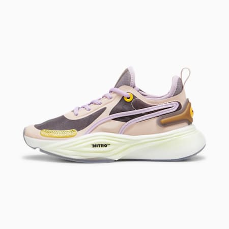 Tenis de entrenamiento para mujer PUMA x lemlem PWR NITRO™ SQD, Rose Quartz-Yellow Sizzle-Frozen Grape, small