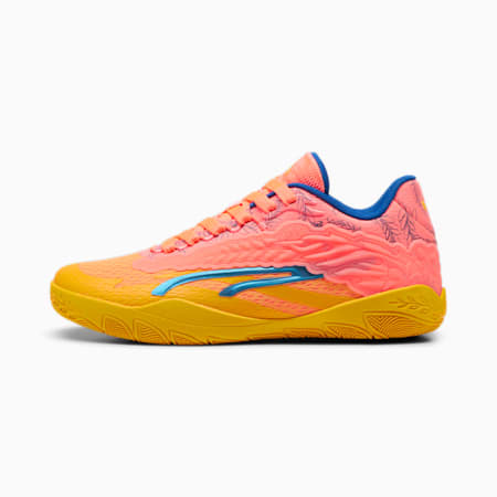 Stewie 3 Dawn in 'Cuse Basketball Shoes, Yellow Sizzle-Fluro Peach Pes-Cobalt Glaze-Luminous Blue, small-PHL