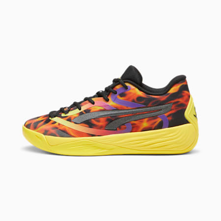 Stewie 2 Fire Women's Basketball Shoes, PUMA Black-Pelé Yellow-Nrgy Red-Purple Glimmer, small-AUS