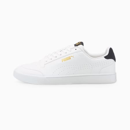 Shuffle Perforated Trainers, Puma White-Puma Team Gold-Peacoat, small-DFA