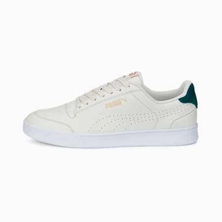 Shuffle Perforated Sneakers, Vaporous Gray-Varsity Green-Puma Team Gold, small-AUS