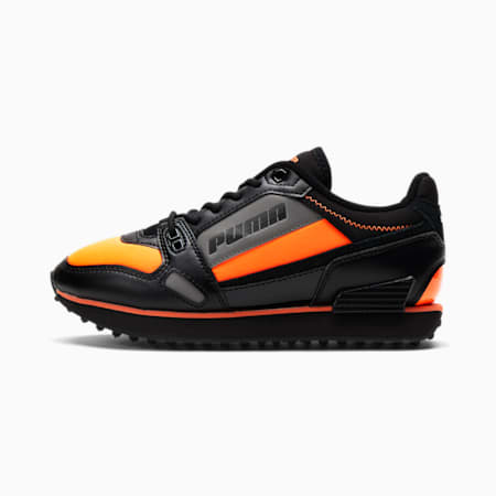 grey and orange puma shoes