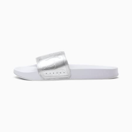 silver slide sandals womens