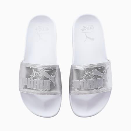 puma black and white slides