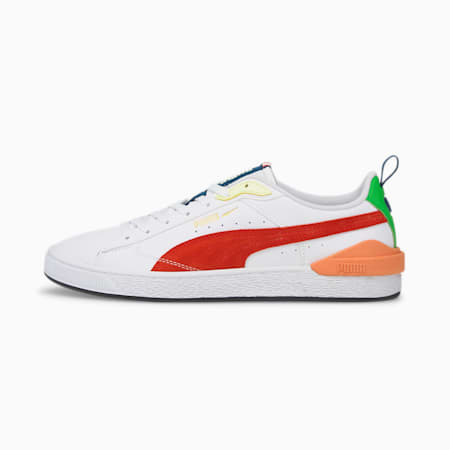 Suede Bloc Sneakers, Puma White-Cherry Tomato, small-AUS