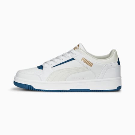 Baskets basses Rebound Joy, PUMA White-Vapor Gray-Deep Dive-PUMA Gold, small-DFA