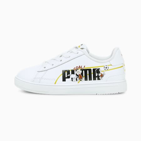 PUMA x PEANUTS Serve Pro Kid's Sneakers, Puma White-Puma Black, small-IND