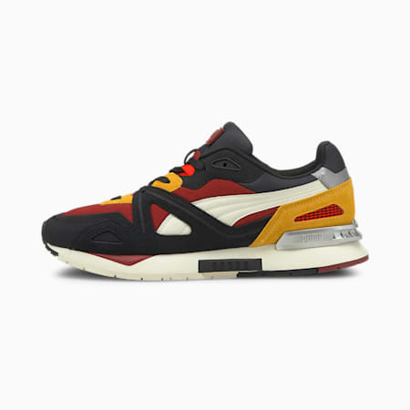 Mirage Mox Suede Trainers, Puma Black-Intense Red-Marshmallow, small
