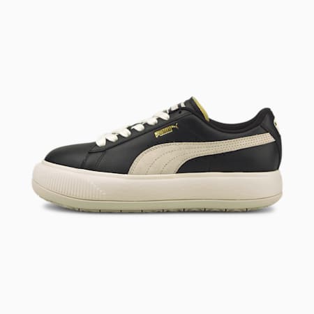 Suede Mayu Women's Leather Sneakers, Puma Black-Marshmallow, small-AUS