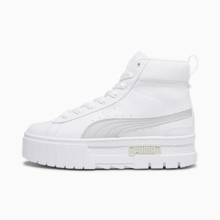 Mayze Mid Women's Trainers, PUMA White-Ash Gray, small