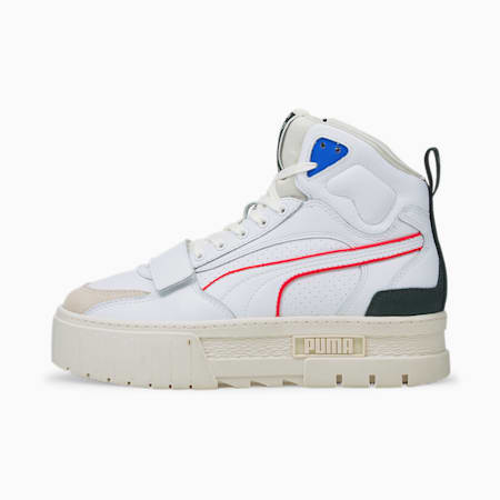 PUMA x PUMA Mayze Mid Women's Trainers, Puma White-Whisper White, small-THA