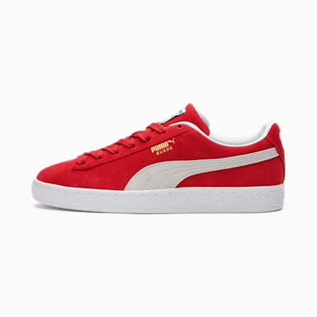 Zapatos deportivos de gamuza Classic XXI para mujer, High Risk Red-Puma White, pequeño