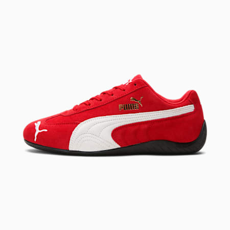 Zapatos de automovilismo Speedcat LS para mujer, High Risk Red-Puma White, pequeño