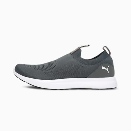 Plank  Men's Knitted Slip-on Shoes, Dark Shadow-Puma White, small-IND