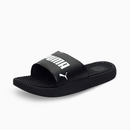 SOFTRIDE Massage Men's Slides, Puma Black-Puma White, small-IND