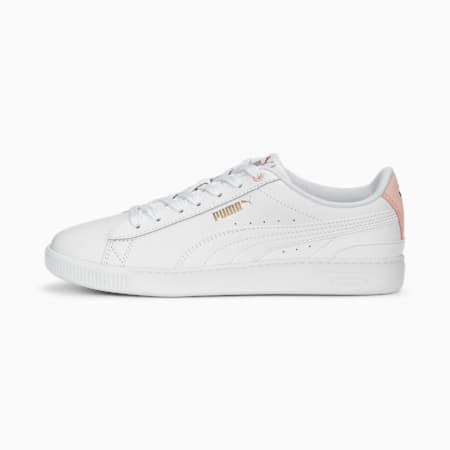 Vikky v3 Leather Women's Trainers, PUMA White-Rose Dust-PUMA Gold, small
