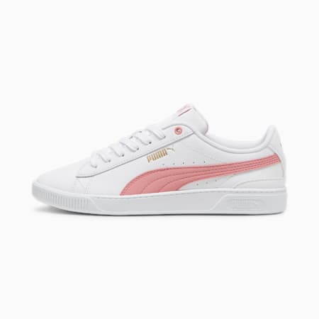 Sneakers en cuir Vikky v3 Femme, PUMA White-Passionfruit-PUMA Gold, small