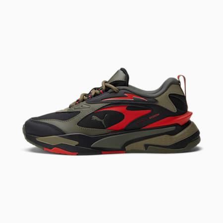 Zapatos deportivos RS-Fast Tipoff JR, Puma Black-Covert Green-High Risk Red, pequeño