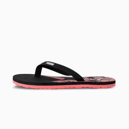 Flame Women's Flip Flops, Puma Black-Sun Kissed Coral-Silver, small-IND