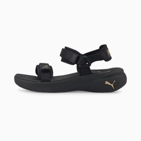 Sporty Vola Women's Sandals, Puma Black-Puma Team Gold, small-SEA