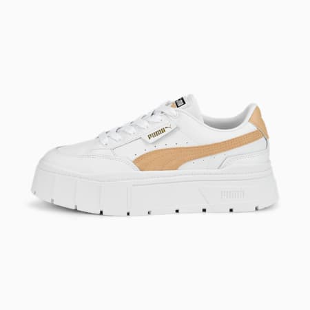 حذاء رياضي للنساء Mayze Stack, Puma White-Light Sand, small-DFA