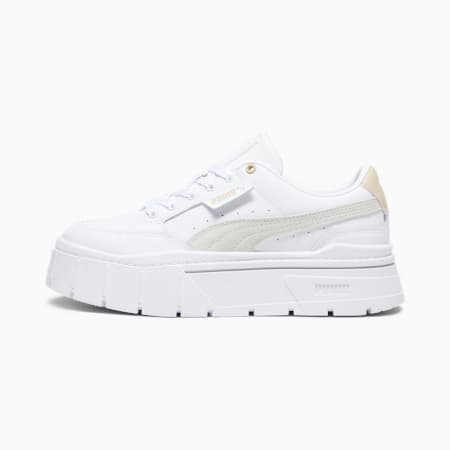 รองเท้าผ้าใบผู้หญิง Mayze Stack Sneakers Women, PUMA White-Sedate Gray, small-THA