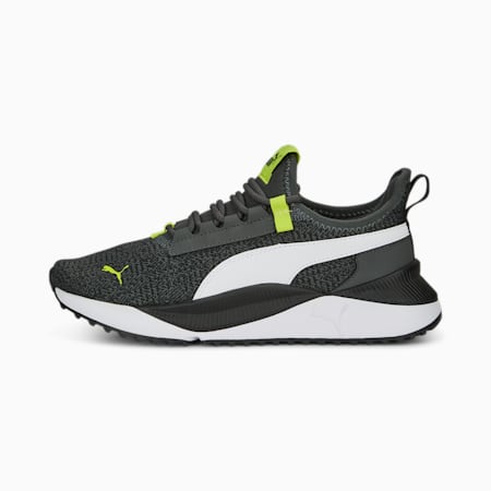 Pacer Easy Street Youth Trainers, Shadow Gray-PUMA White-Lime Smash, small-THA
