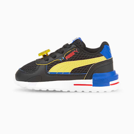 PUMA x SMILEYWORLD Graviton Babies' Trainers, Puma Black-Vibrant Yellow-Puma Royal-High Risk Red, small-PHL