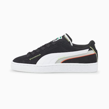 Suede Displaced Youth Trainers, Puma Black-Puma White-Harbor Mist, small