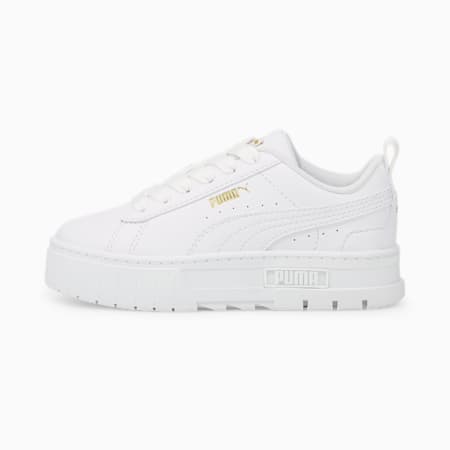 Mayze Girls' Leather Sneakers - Kids 4-8 years, Puma White-Puma Team Gold, small-AUS