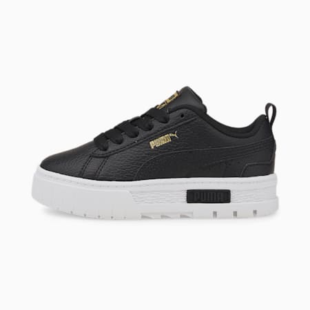 Mayze Kids' Trainers, Puma Black-Puma Team Gold, small