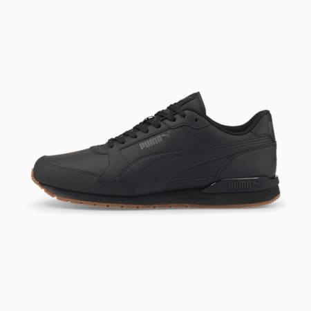 Sneakers en cuir ST Runner v3, Puma Black-Puma Black-Gum, small