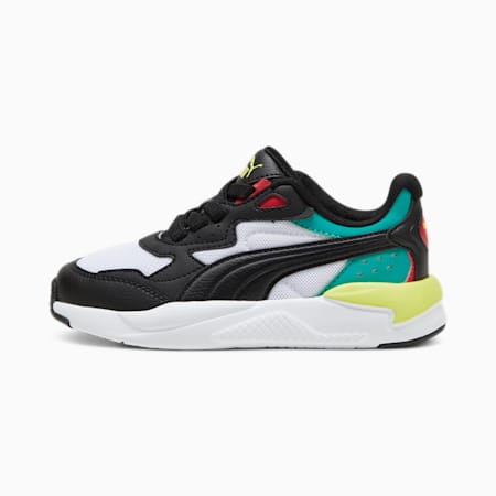 X-Ray Speed AC Kids' Trainers, PUMA White-PUMA Black-Club Red-Sparkling Green, small