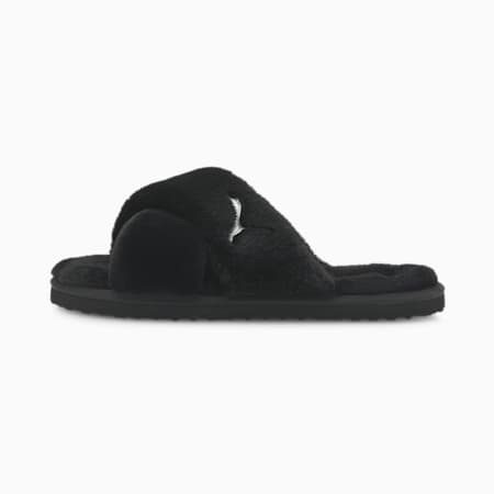 Damskie kapcie Fluff X Strap, Puma Black-Puma White, small