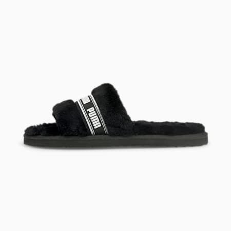 Fluff Women's Slide, Puma Black-Puma White, small-AUS