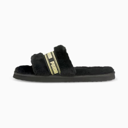 Ciabatte Fluff da donna, Puma Black-Puma Team Gold, small