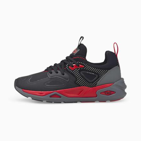 TRC Blaze FWD Batman Youth Basketball Shoes, Puma Black-Barbados Cherry, small-AUS