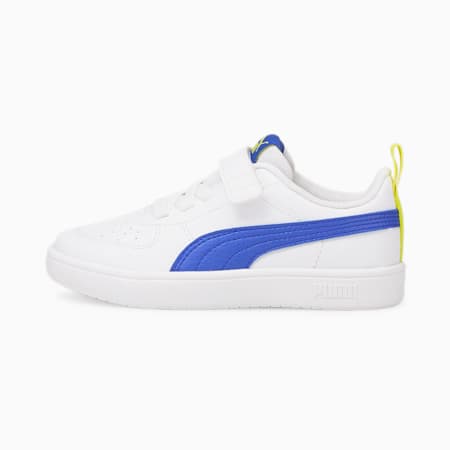 PUMA Rickie Kids' Shoes, Puma White-Dazzling Blue-Nrgy Yellow, small-IND