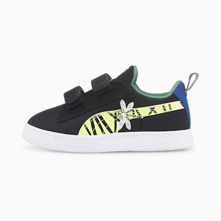 Suede Light Flex Small World Alternative Closure Sneakers Kids, Puma Black-Lime Squeeze, small-SEA