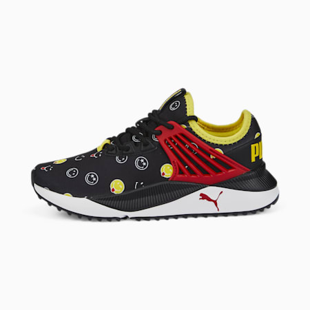 PUMA x SMILEYWORLD Pacer Future Sneakers Youth, Puma Black-High Risk Red-Vibrant Yellow, small-PHL