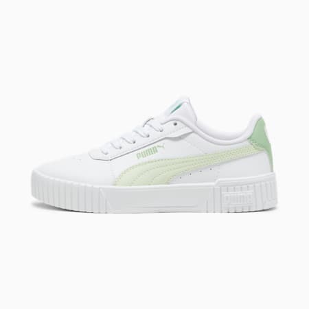 Zapatillas Carina 2.0 para jóvenes, PUMA White-Green Illusion-Pure Green, small