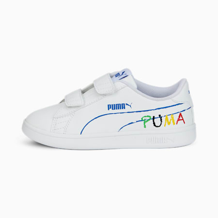 Smash v2 Home School Sneakers Kids, Puma White-Puma Royal-Classic Green-Puma Black-Dandelion, small-AUS