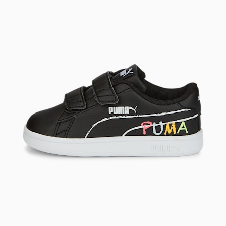 Smash v2 Home School Sneakers Babies, Puma Black-Puma White-Sunset Glow-Nitro Blue-Sun Stream, small-THA