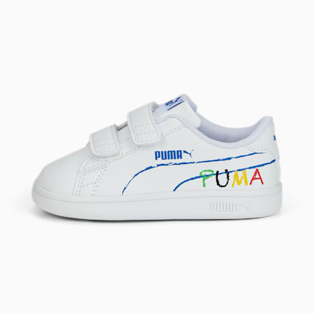 Smash v2 Home School Sneakers - Infants 0-4 years, Puma White-Puma Royal-Classic Green-Puma Black-Dandelion, small-AUS
