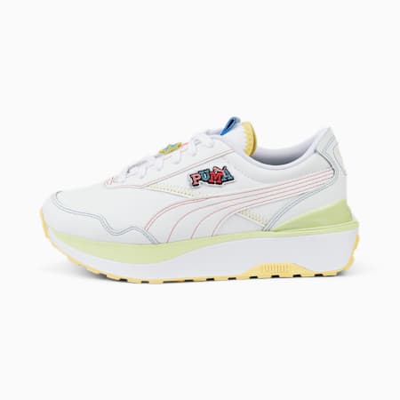 Cruise Rider Badge Women's Sneakers, Puma White-Pale Lemon, small-IND