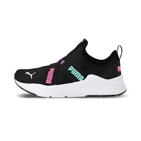 PUMA Wired RUN Youth Slip-on Shoes, Puma Black-Luminous Pink-Purple Glimmer, small-IND