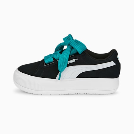 스웨이드 마유 하트 우먼스, Puma Black-Puma White-Deep Aqua, small-KOR